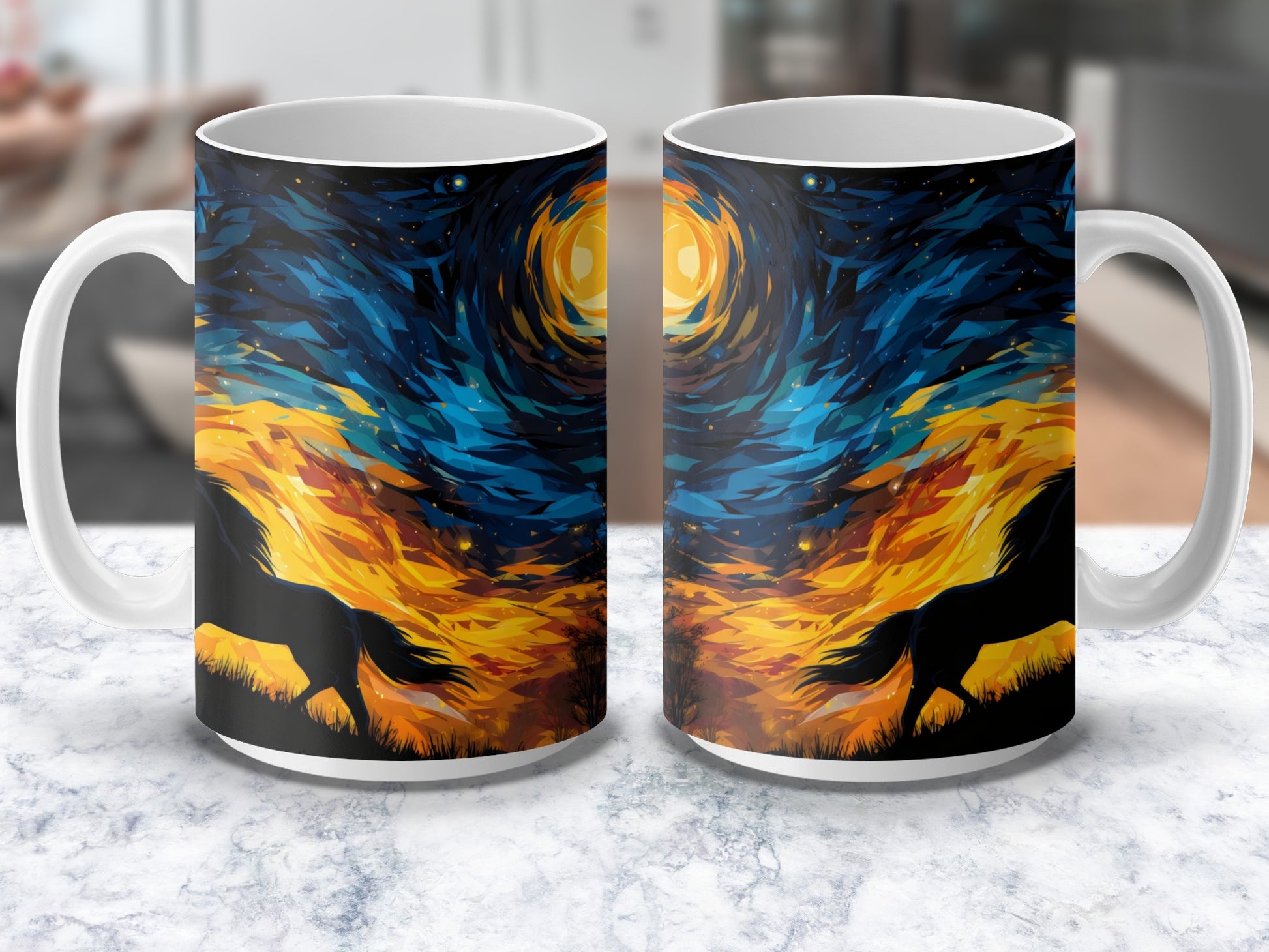 Van Gogh Starry Night Inspired Artistic Coffee Mug, Vibrant Colorful Ceramic Cup, Unique Art Gift