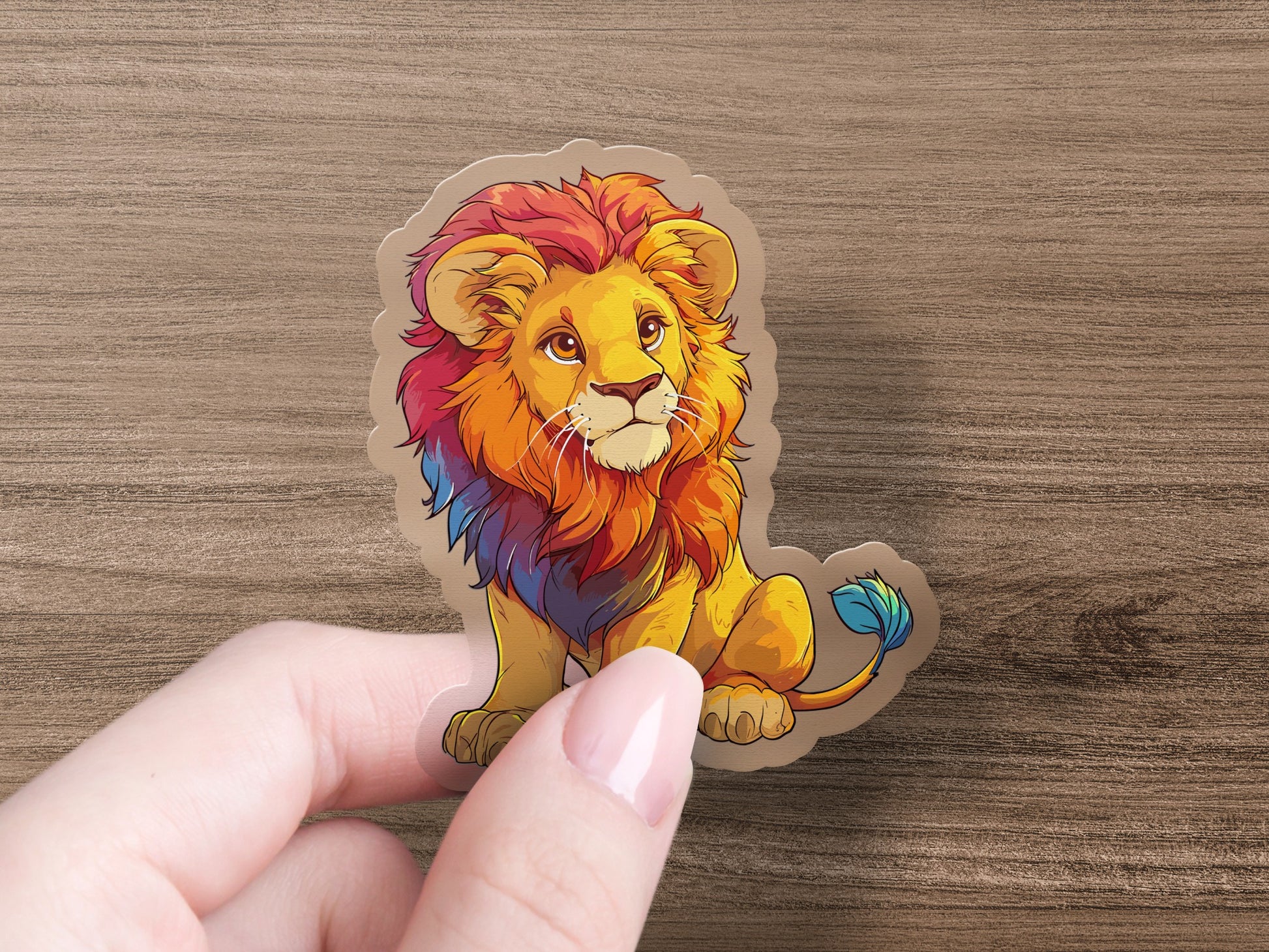 Colorful Lion Cub Illustrated Sticker product type
