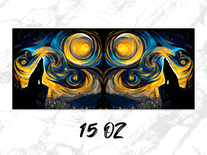 Abstract Swirling Sky Canvas Art Print, Modern Blue and Yellow Wall Decor, 15 oz