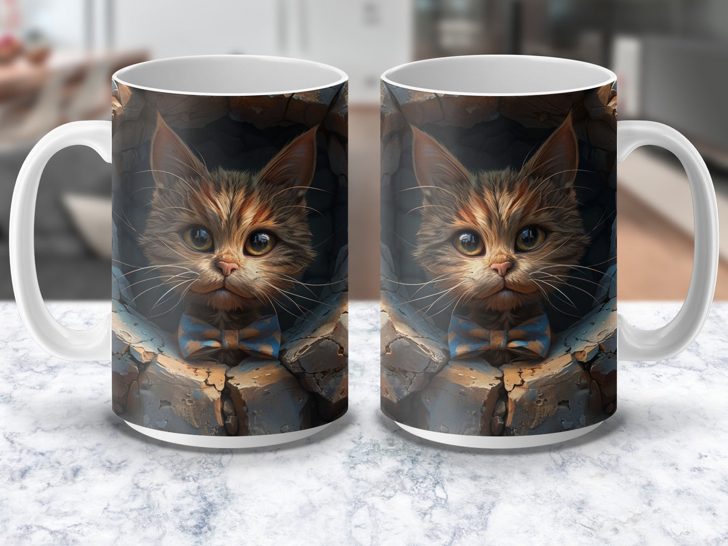 Cute Kitten Coffee Mug, Cat Lover Gift, Animal Print Ceramic Cup, Unique Pet Design, Kitchen Decor