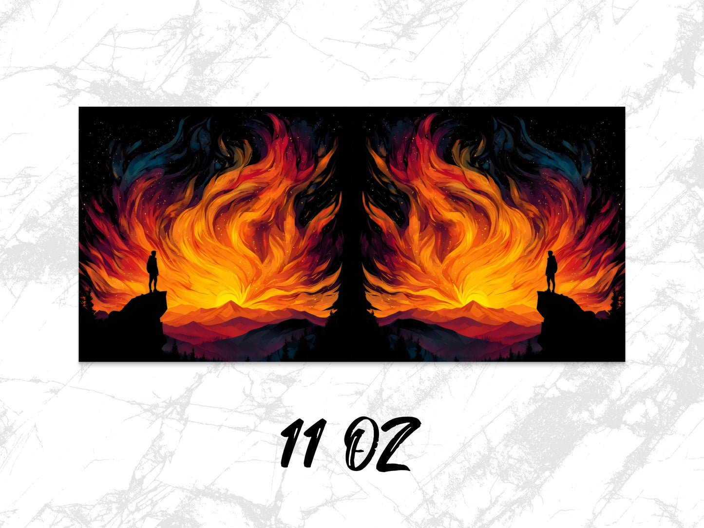 Abstract Fire Art Poster, Colorful Flame Wall Art, Unique Dorm Room Decor, 11 Oz Stunning Vibrant Home Decoration