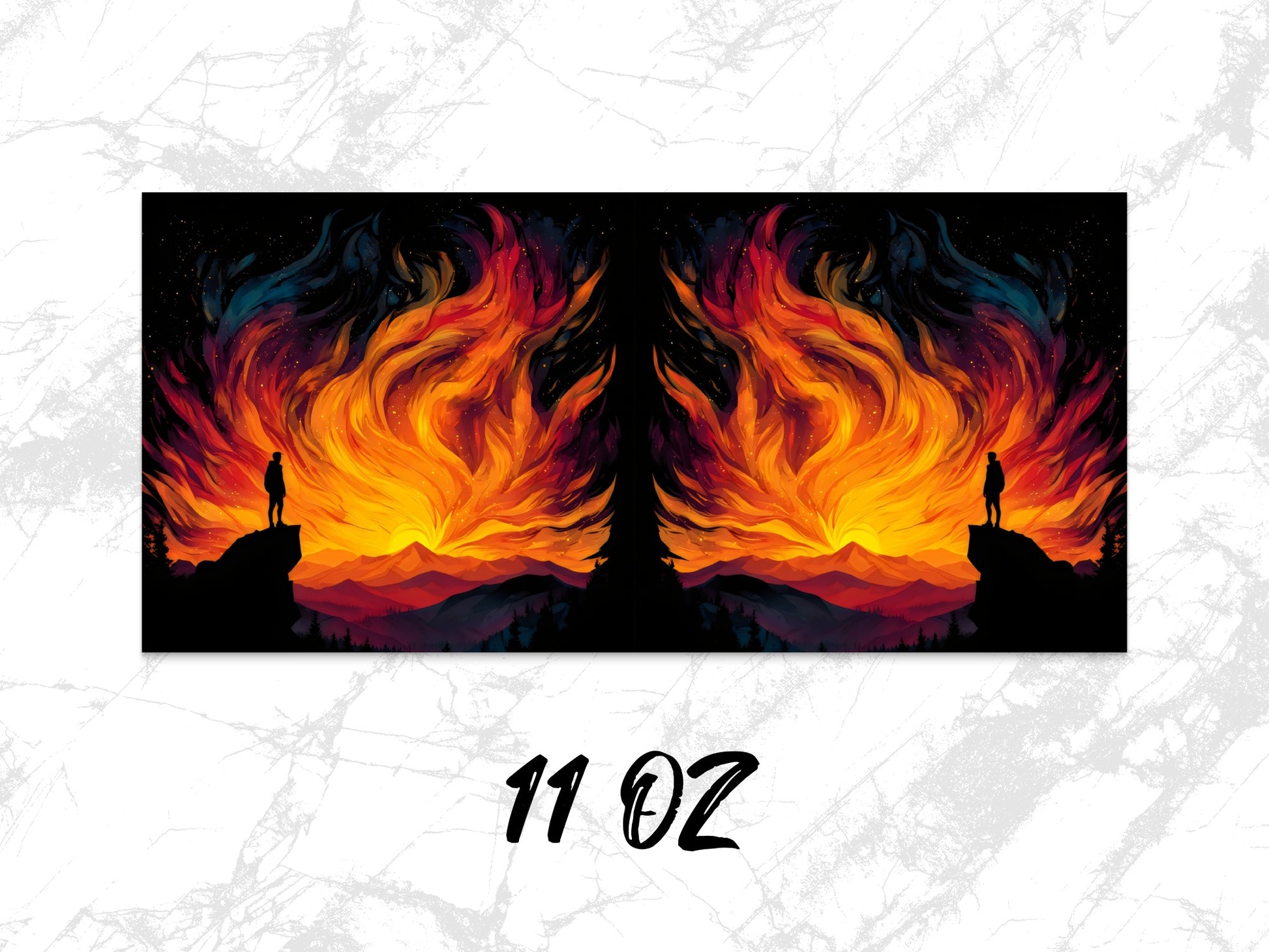 Abstract Fire Art Poster, Colorful Flame Wall Art, Unique Dorm Room Decor, 11 Oz Stunning Vibrant Home Decoration