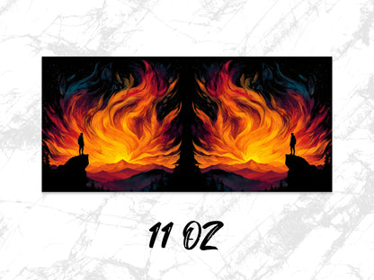 Abstract Fire Art Poster, Colorful Flame Wall Art, Unique Dorm Room Decor, 11 Oz Stunning Vibrant Home Decoration