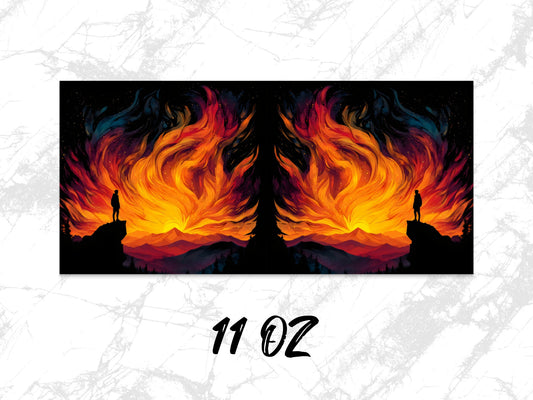 Abstract Fire Art Poster, Colorful Flame Wall Art, Unique Dorm Room Decor, 11 Oz Stunning Vibrant Home Decoration