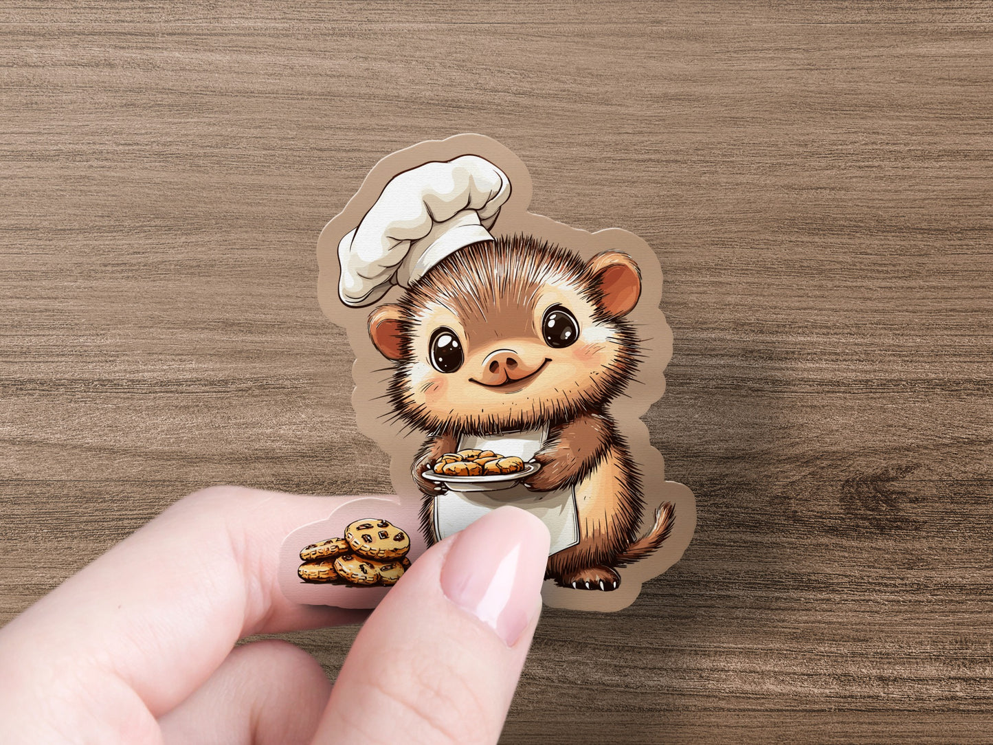 Adorable Cartoon Chef Sticker with Cookies product type
