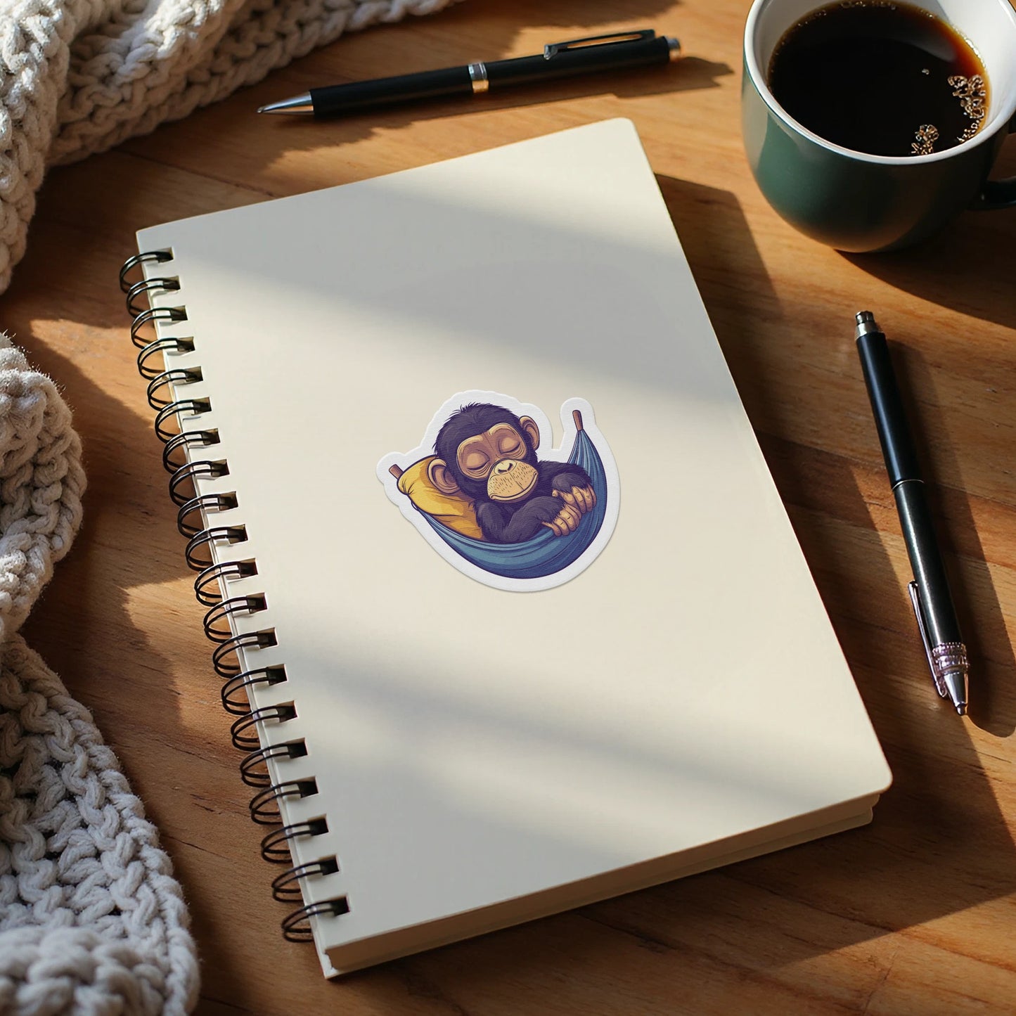 Cute Monkey with Banana Sticker on Notebook product