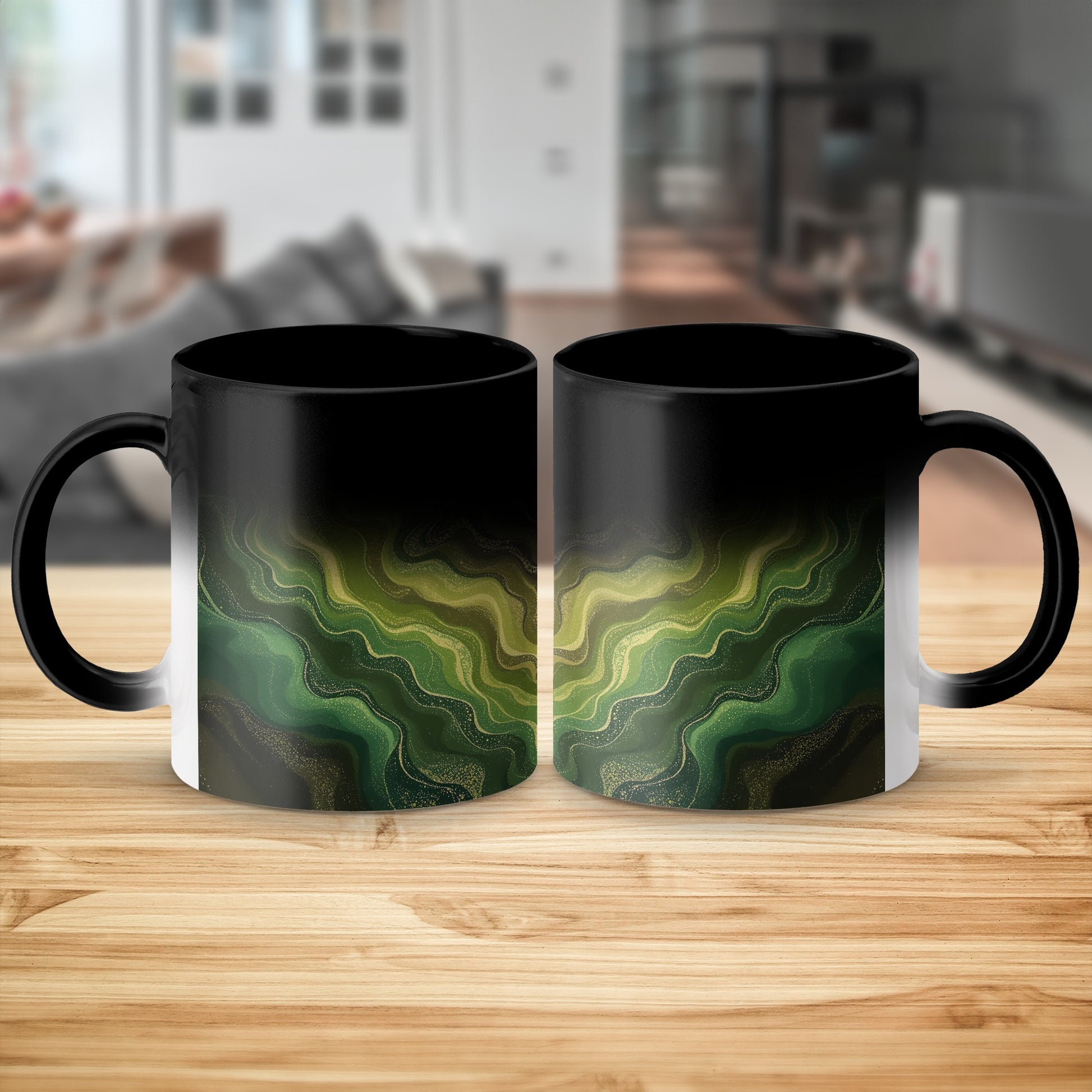 Abstract Green and Black Patterned Mug product