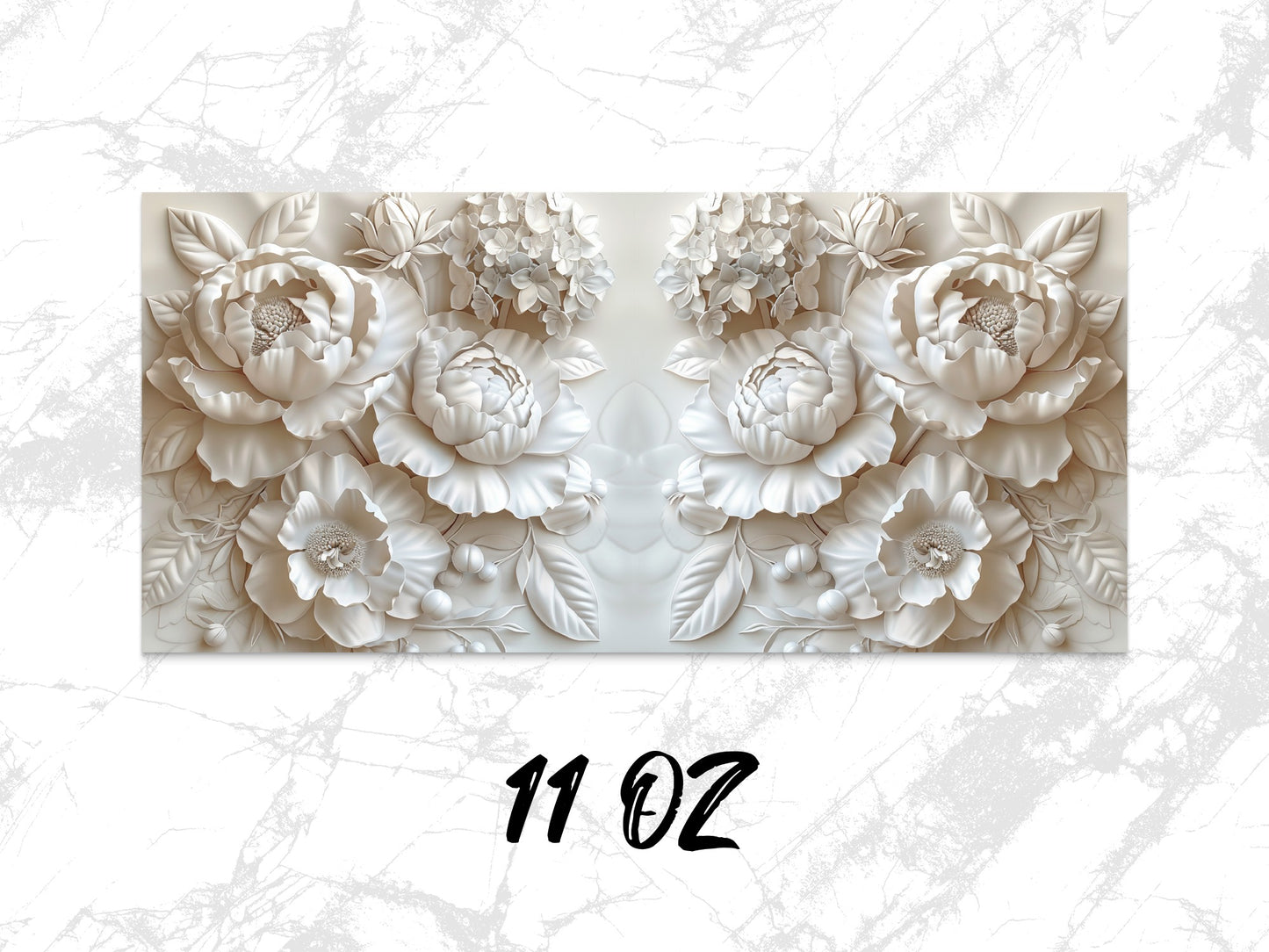 3D Floral Wall Art, White Bas Relief, Home Decor Sculpture, Luxury Wall Hanging, 11 oz, Unique Gift Idea