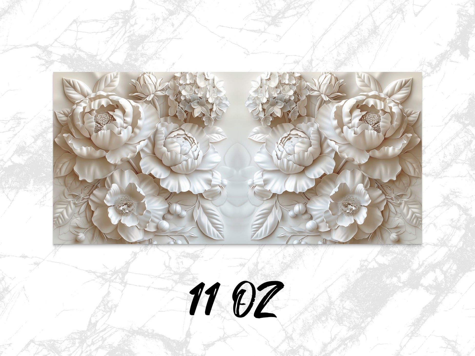 3D Floral Wall Art, White Bas Relief, Home Decor Sculpture, Luxury Wall Hanging, 11 oz, Unique Gift Idea