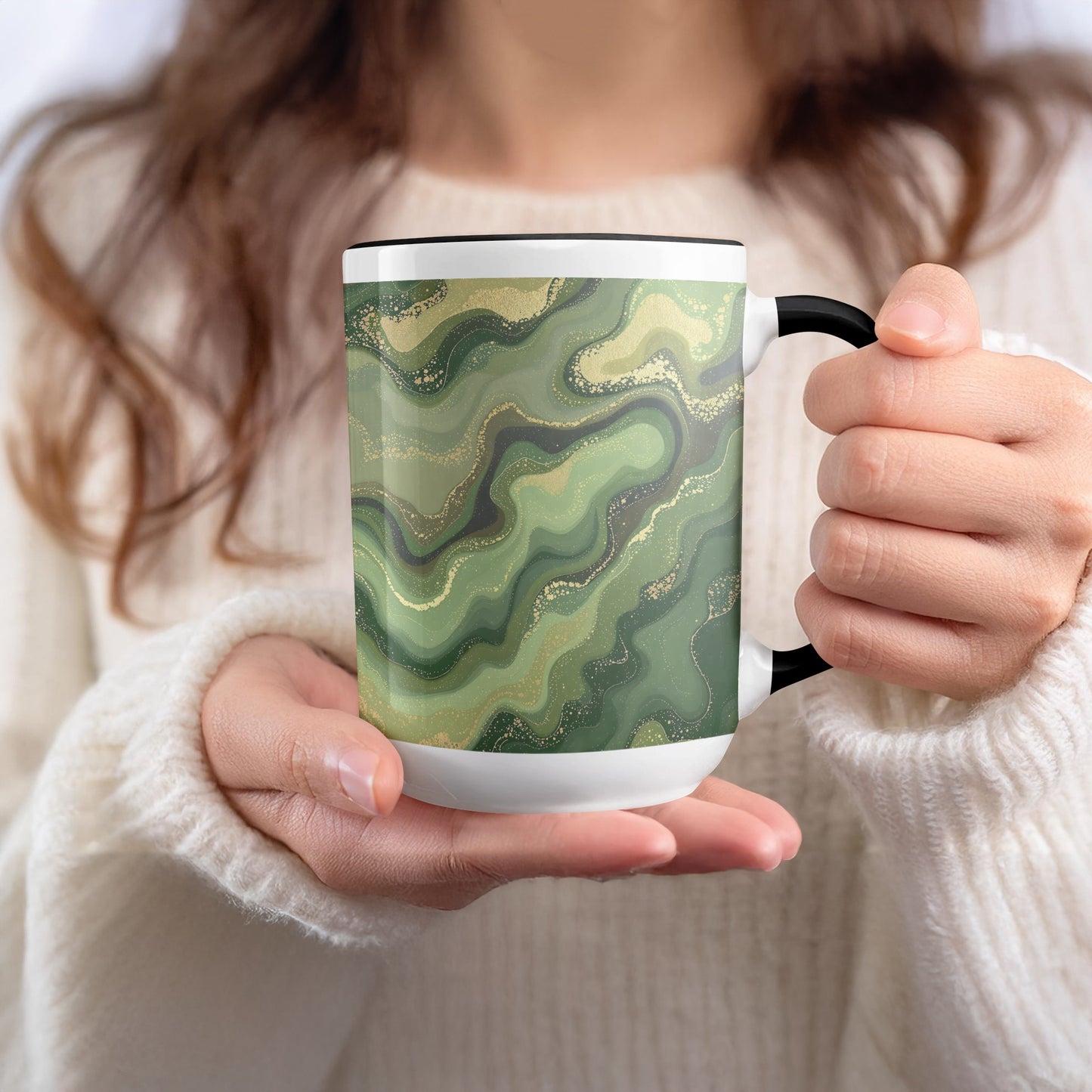 Green and Gold Abstract Pattern Coffee Mug product