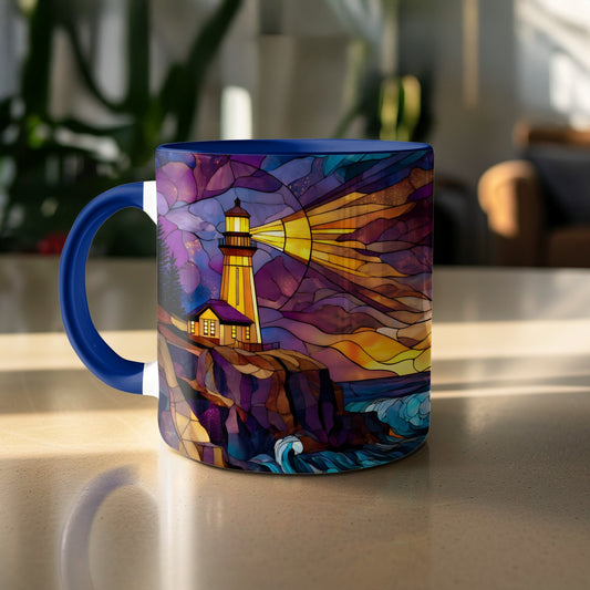 Beautiful Stained Glass Lighthouse Design Mug product