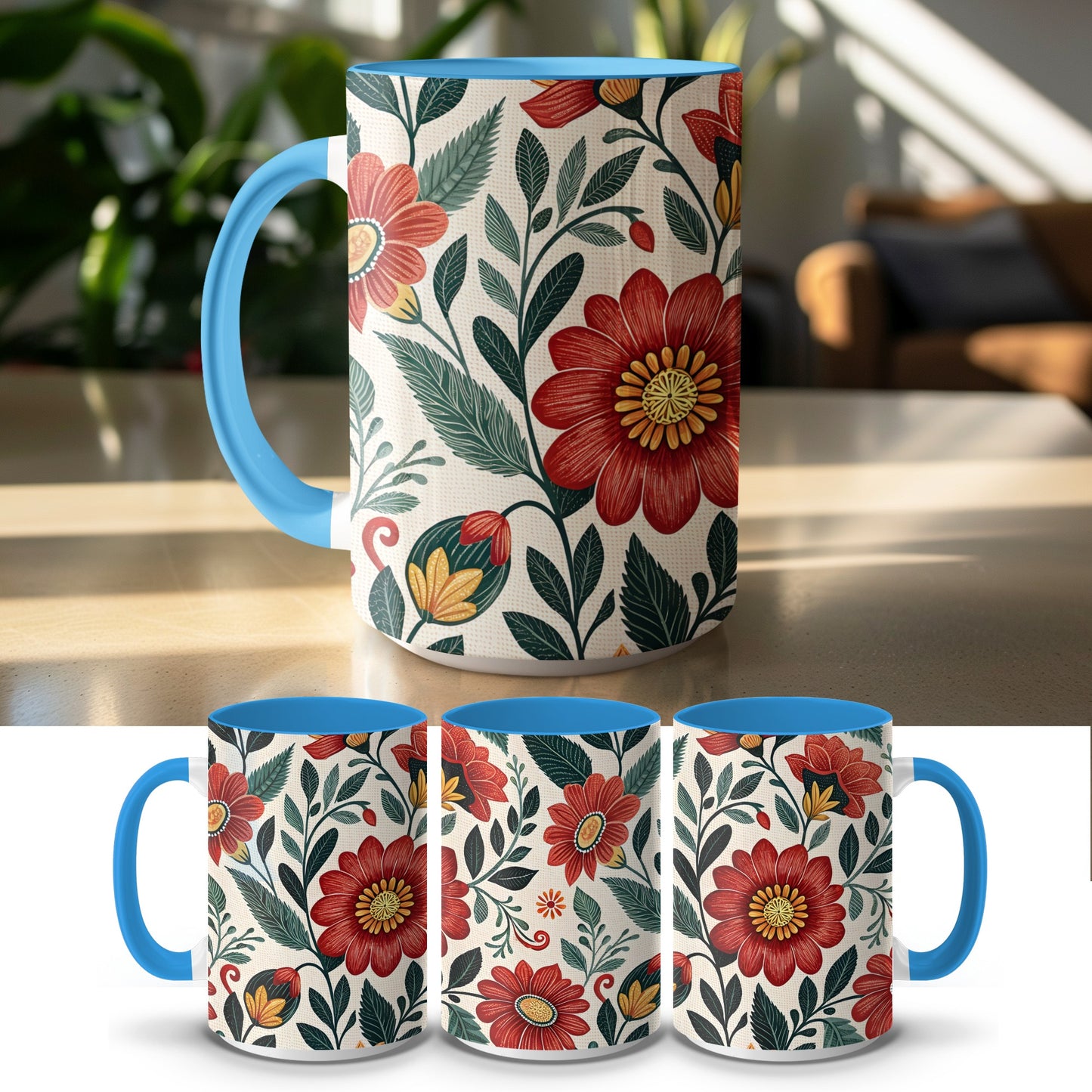 Floral Pattern Ceramic Coffee Mug Product