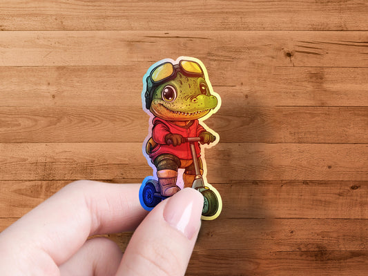 Frog Wearing Glasses Riding Scooter Sticker product