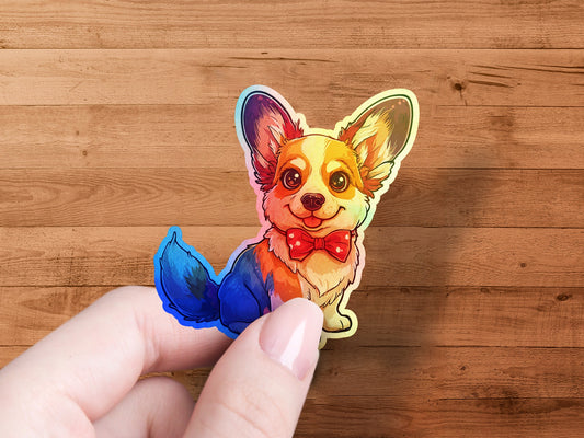 Cute Colorful Cartoon Dog with Bow Sticker product