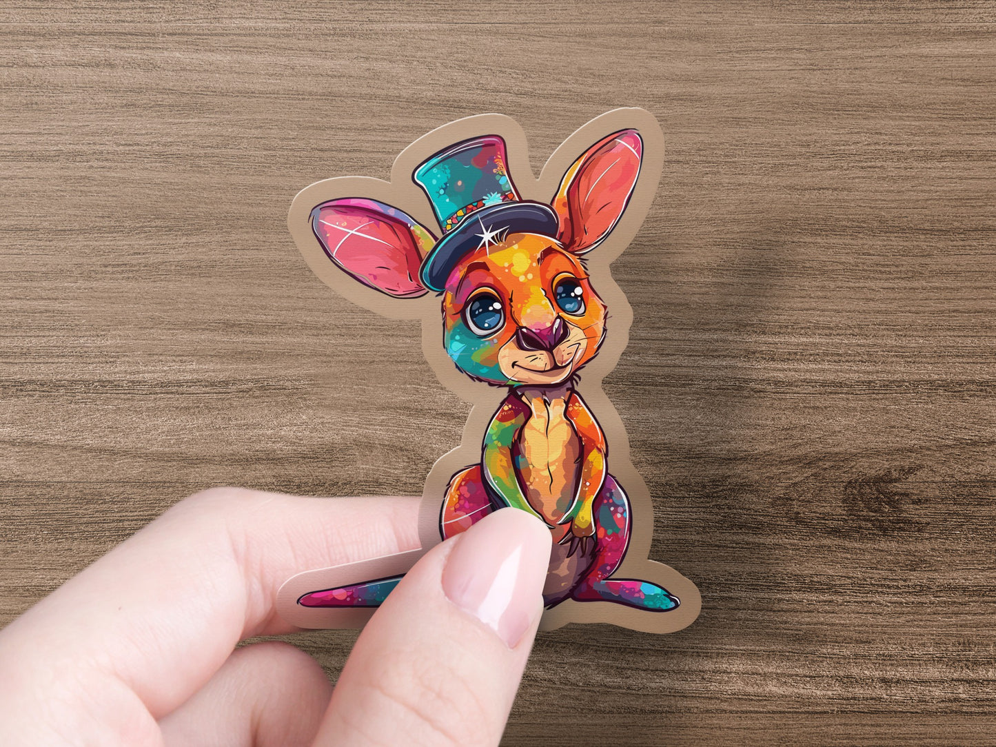 Colorful Cartoon Rabbit with Hat Sticker product type