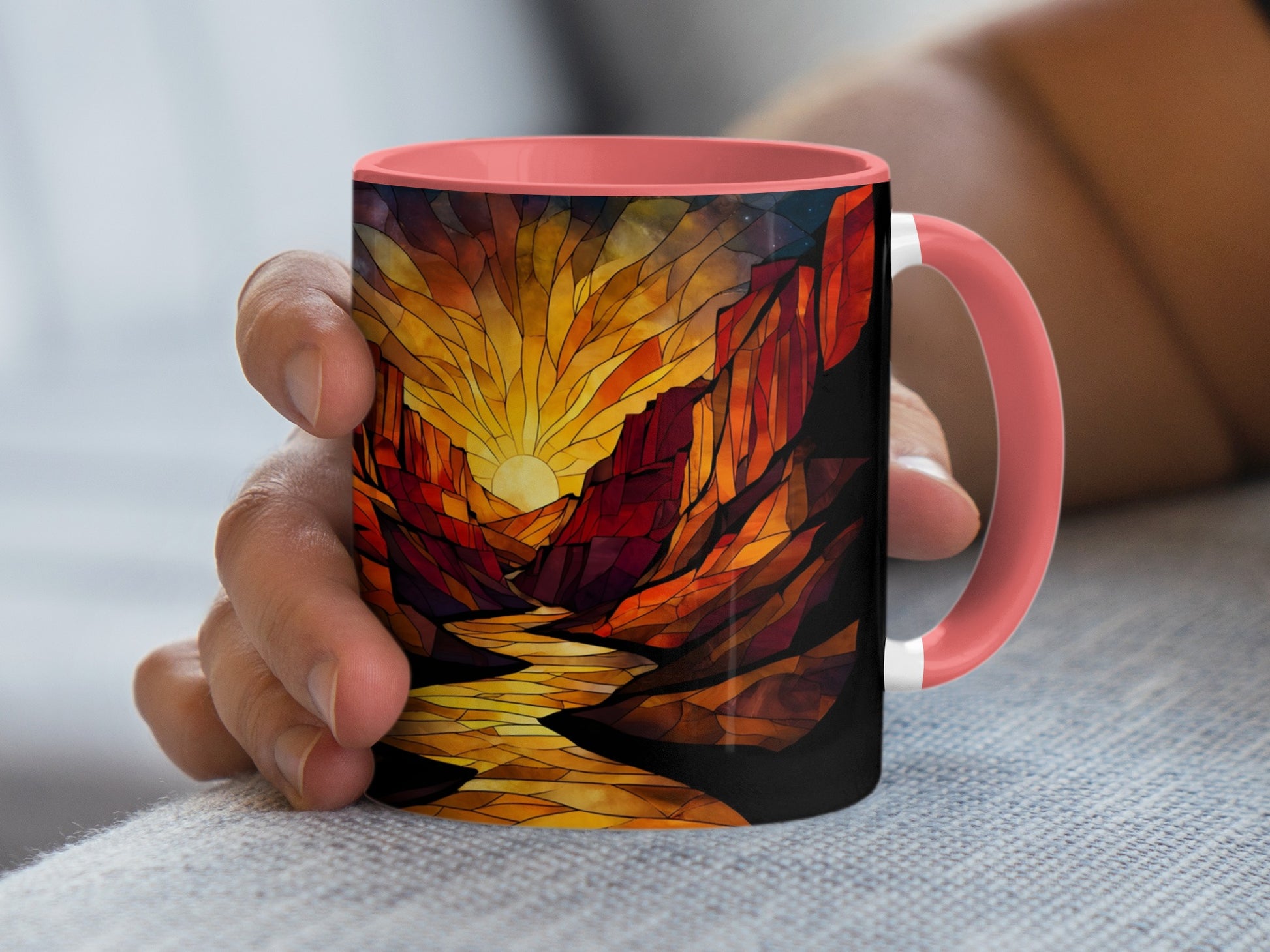 Vibrant Sunset Mosaic Art Design Coffee Mug product