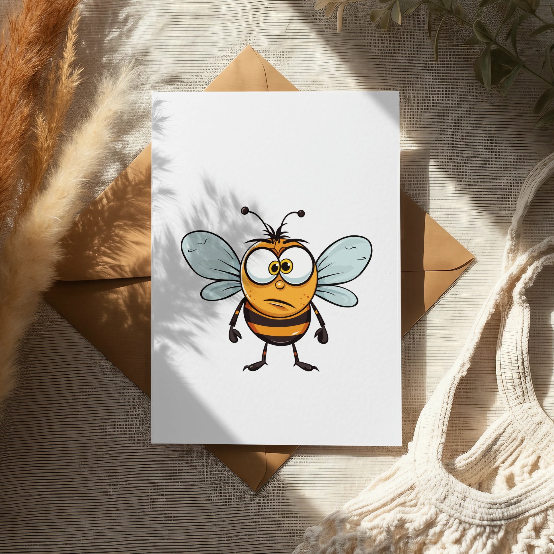 Cute Cartoon Bee Art Print, Kids Room Wall Decor, Colorful Nursery Poster, Animal Illustration, Whimsical Nature Artwork
