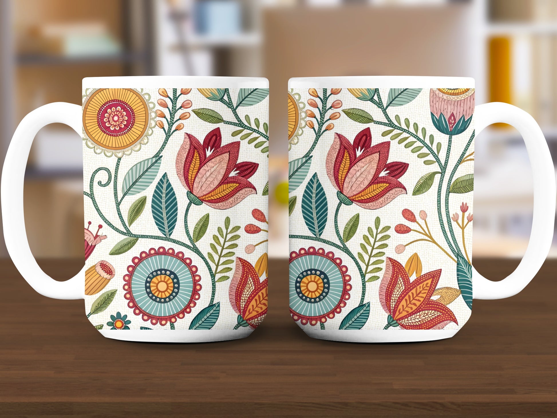 Vibrant Floral Motif Ceramic Mug Coffee Cup product