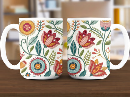 Vibrant Floral Motif Ceramic Mug Coffee Cup product