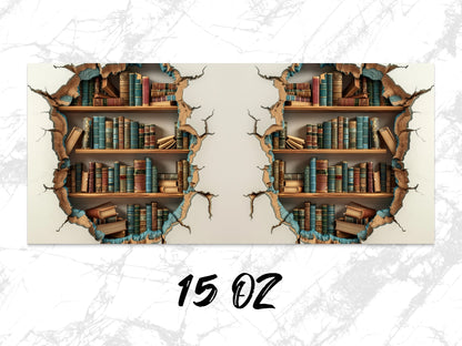 Vintage Bookshelf Wallpaper, Library Wall Art, Peel and Stick, Home Office Decor, Rustic Bookcase Design, 3D Wall Mural, Unique Room