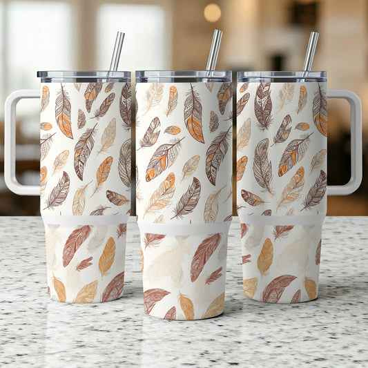 Autumn Leaf Print Insulated Tumblers, Stainless Steel Travel Mugs with Straws, Fall Colors Drinkware Set, Gift Idea