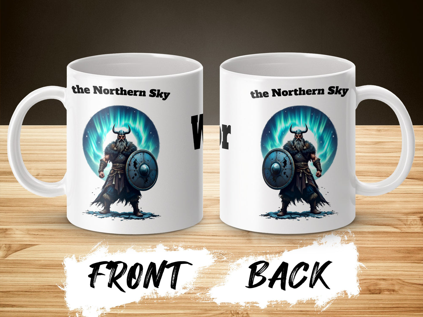Viking Warrior Coffee Mug, Norse Mythology Themed Cup, Front and Back Design, Gift Idea