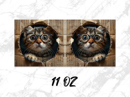 Cute Cat Mug, Funny Kitten Face Coffee Cup, 11 oz Novelty Gift, Animal Lover Tea Mug, Unique Pet Themed Kitchenware