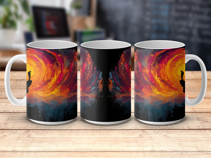 Colorful Sunset Mountain Landscape Coffee Mug, Artistic Nature Inspired Drinkware, Unique Gift Idea