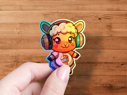 Cute Sheep Wearing Headphones Sticker product type