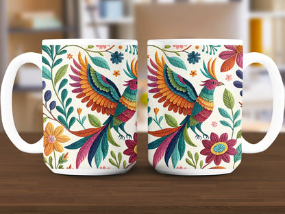 Colorful Bird and Floral Design Mug product