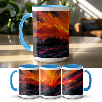 Vivid Abstract Art Orange and Black Pattern Mug product type