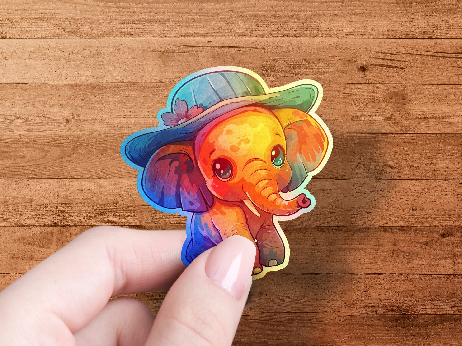 Adorable Elephant Wearing Hat Vinyl Sticker product type