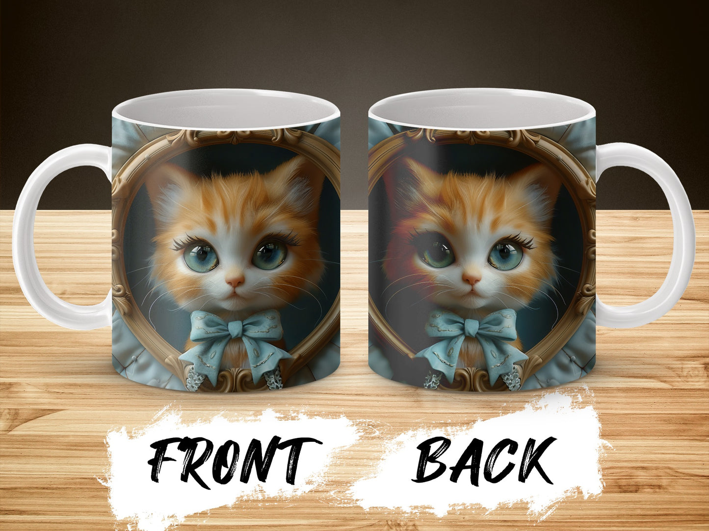 Cute Cat Mug, Adorable Kitten Coffee Cup, Vintage Frame Design, Gift for Cat Lovers, Unique Pet-Themed Drinkware