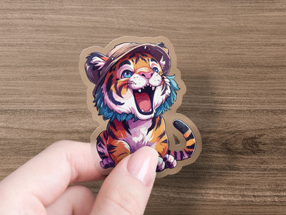 Cute Cartoon Tiger with Hat Sticker Product