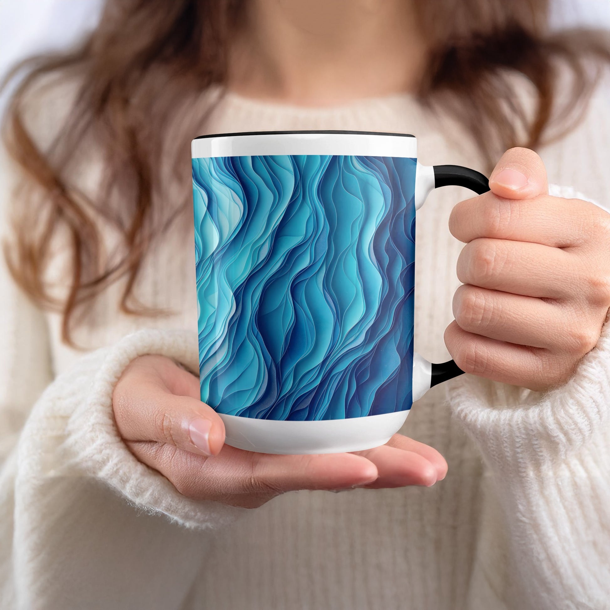 Blue Abstract Wave Pattern Coffee Mug product