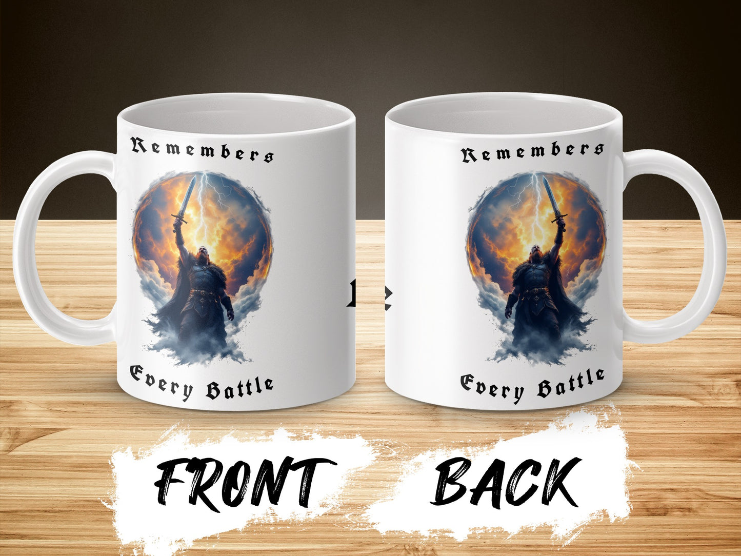 Warrior Mug, Fantasy Knight Battle Scene, Inspirational Quote Coffee Cup, Gift Idea