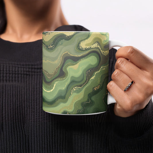 Abstract Green and Gold Swirl Design Mug product