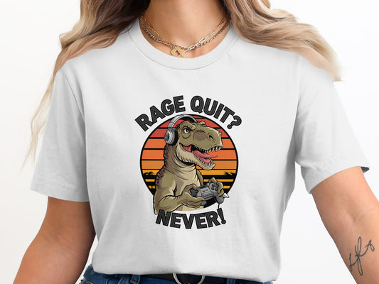 Rage Quit Never Dinosaur Graphic T-Shirt product