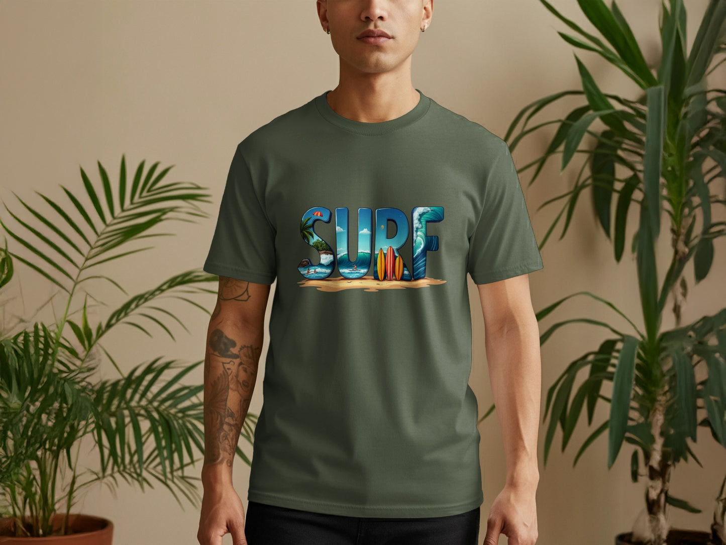 Surf Beach Scene Graphic Tee Shirt product