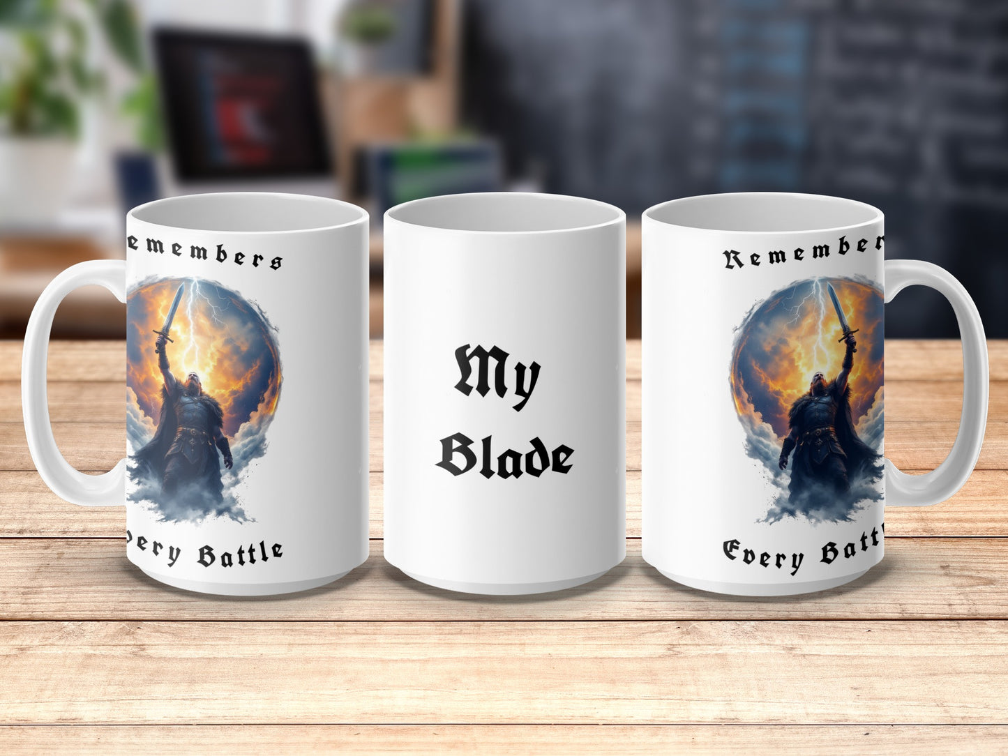 Fantasy Warrior Mug, Remember My Blade, Epic Battle Art Coffee Cup, Unique Gift Idea
