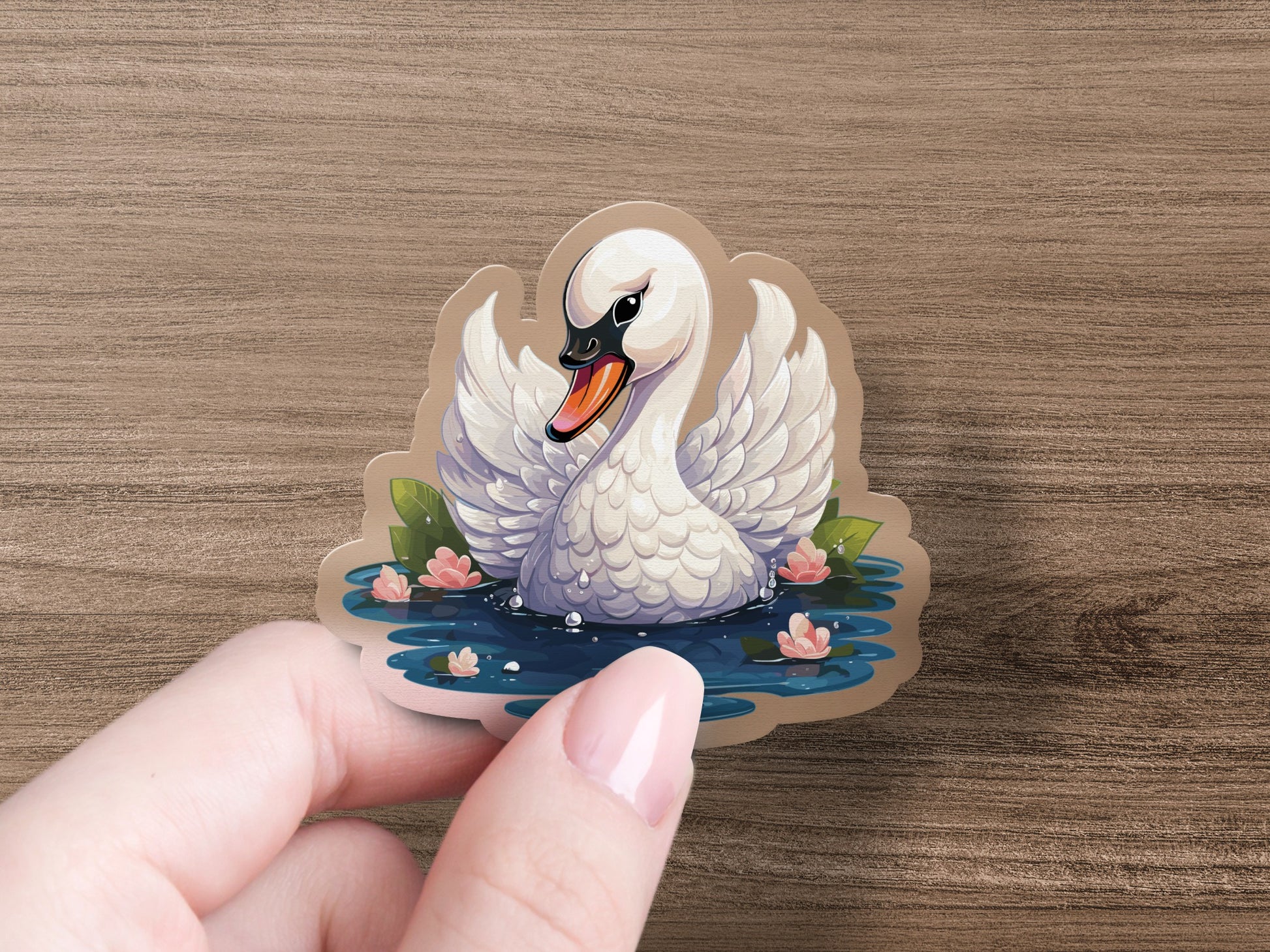 Elegant Swan in Water Decorative Sticker product type