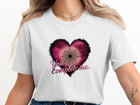 You Complete Me Heart Design Pink Themed T-Shirt product