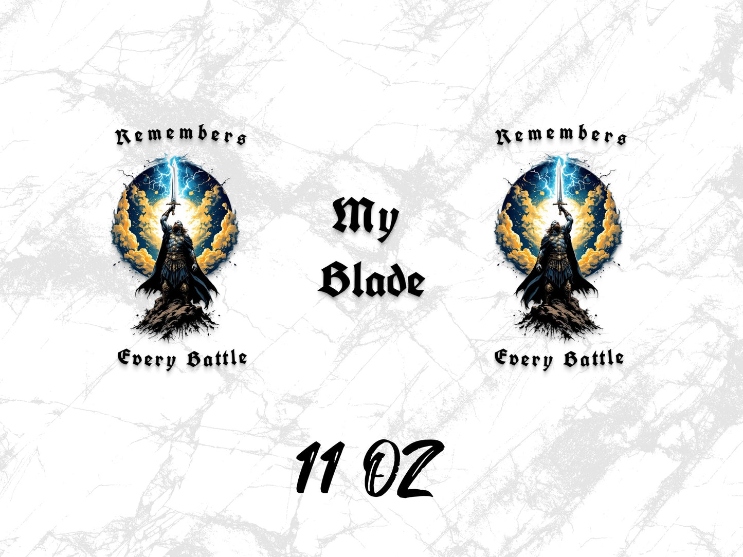 Fantasy Wolf Graphic Mug, My Blade Remembers Every Battle, 11oz Coffee Cup