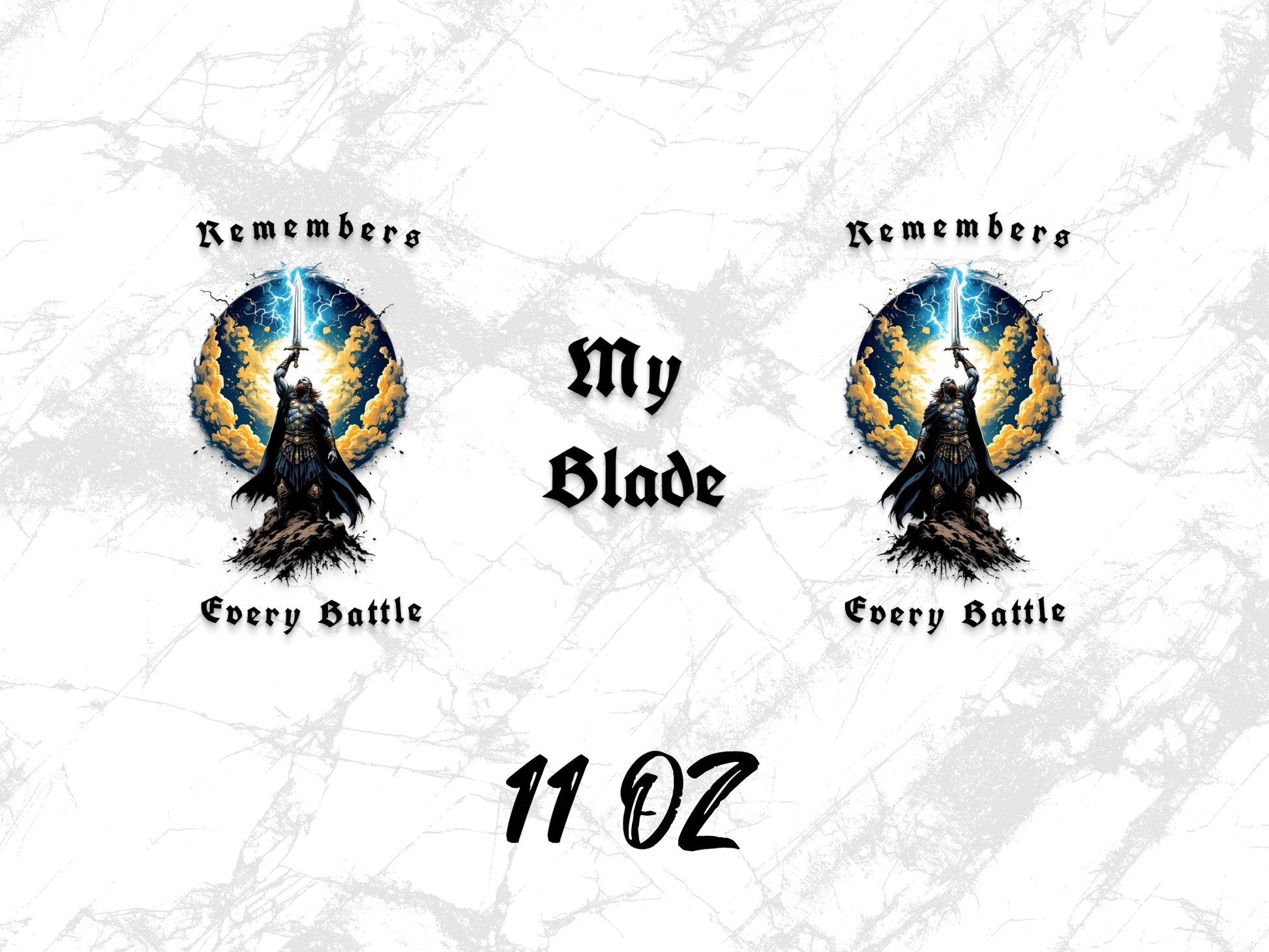 Fantasy Wolf Graphic Mug, My Blade Remembers Every Battle, 11oz Coffee Cup