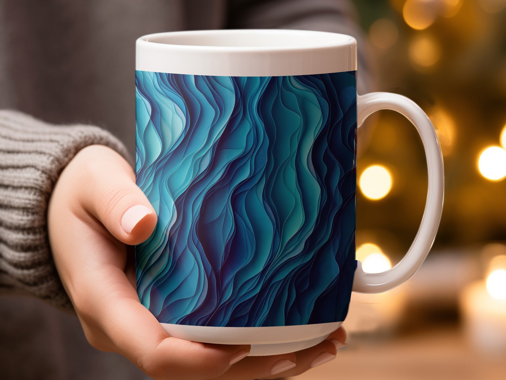 Elegant Blue Patterned Design Ceramic Mug product