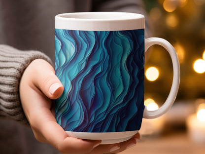 Elegant Blue Patterned Design Ceramic Mug product