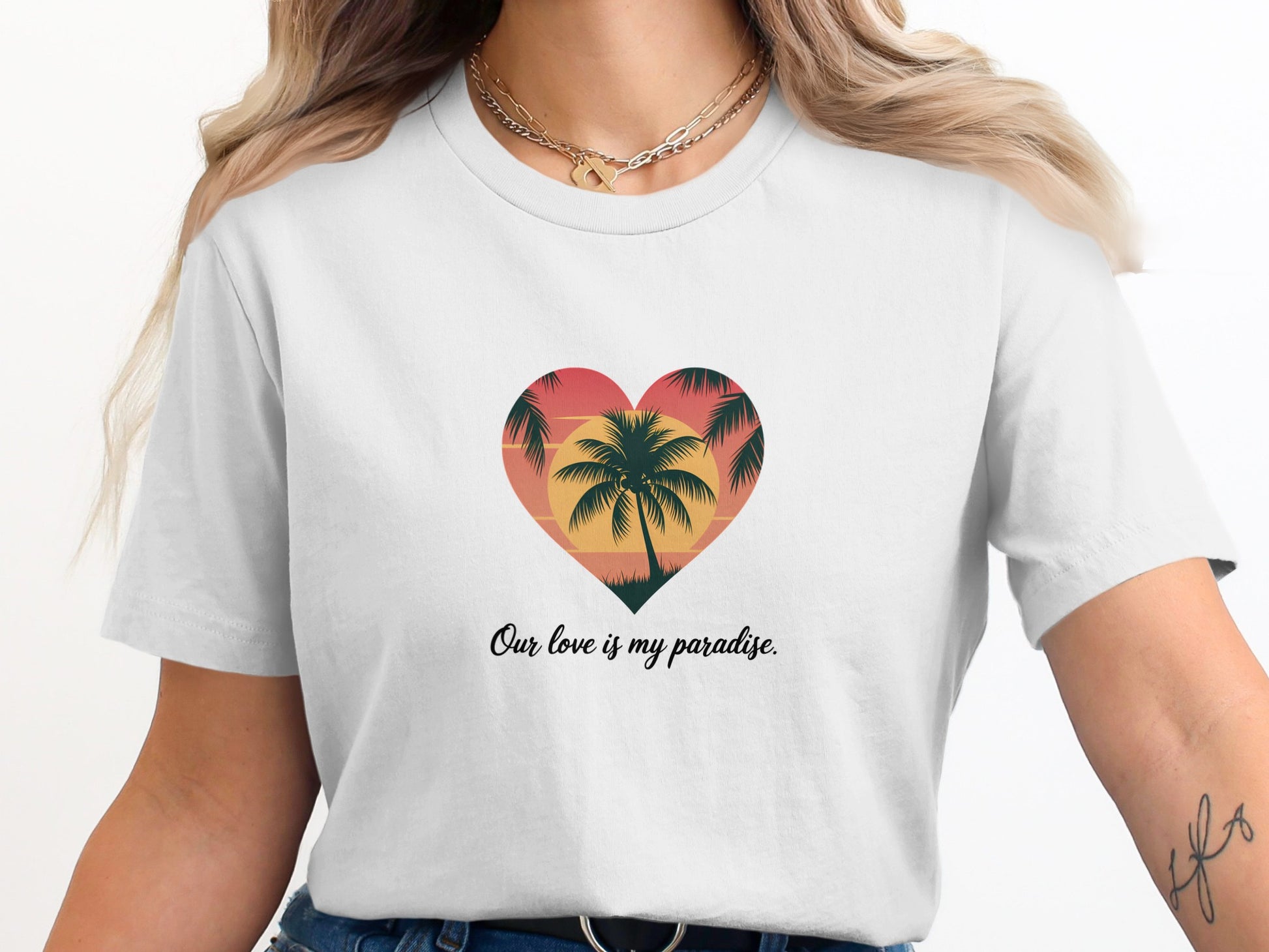 Our Love is My Paradise Heart Graphic T-Shirt product type