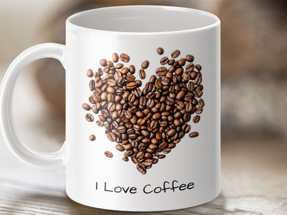 I Love Coffee Heart Shaped Coffee Beans Mug product