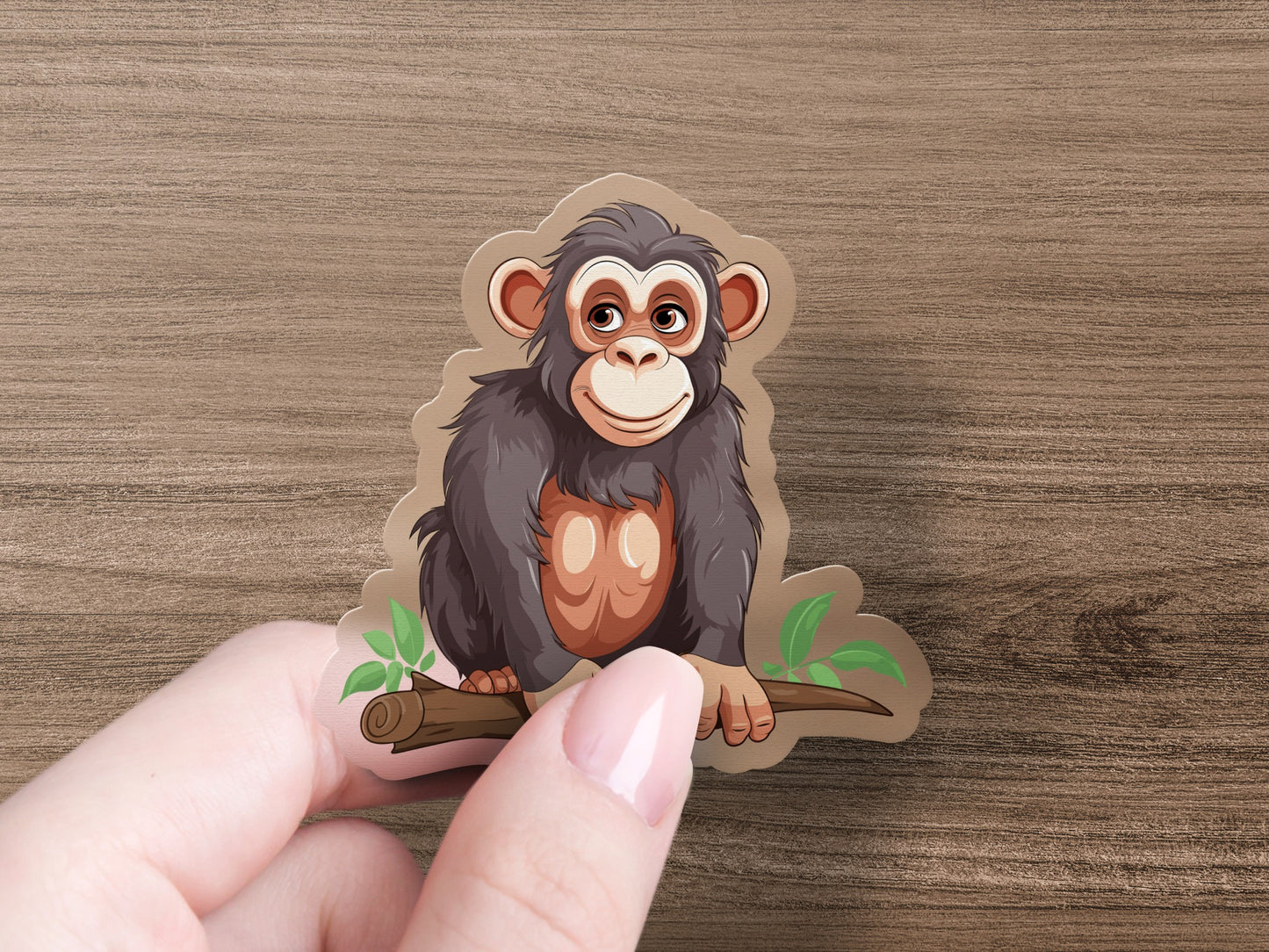 Cute Cartoon Monkey on Branch Sticker product