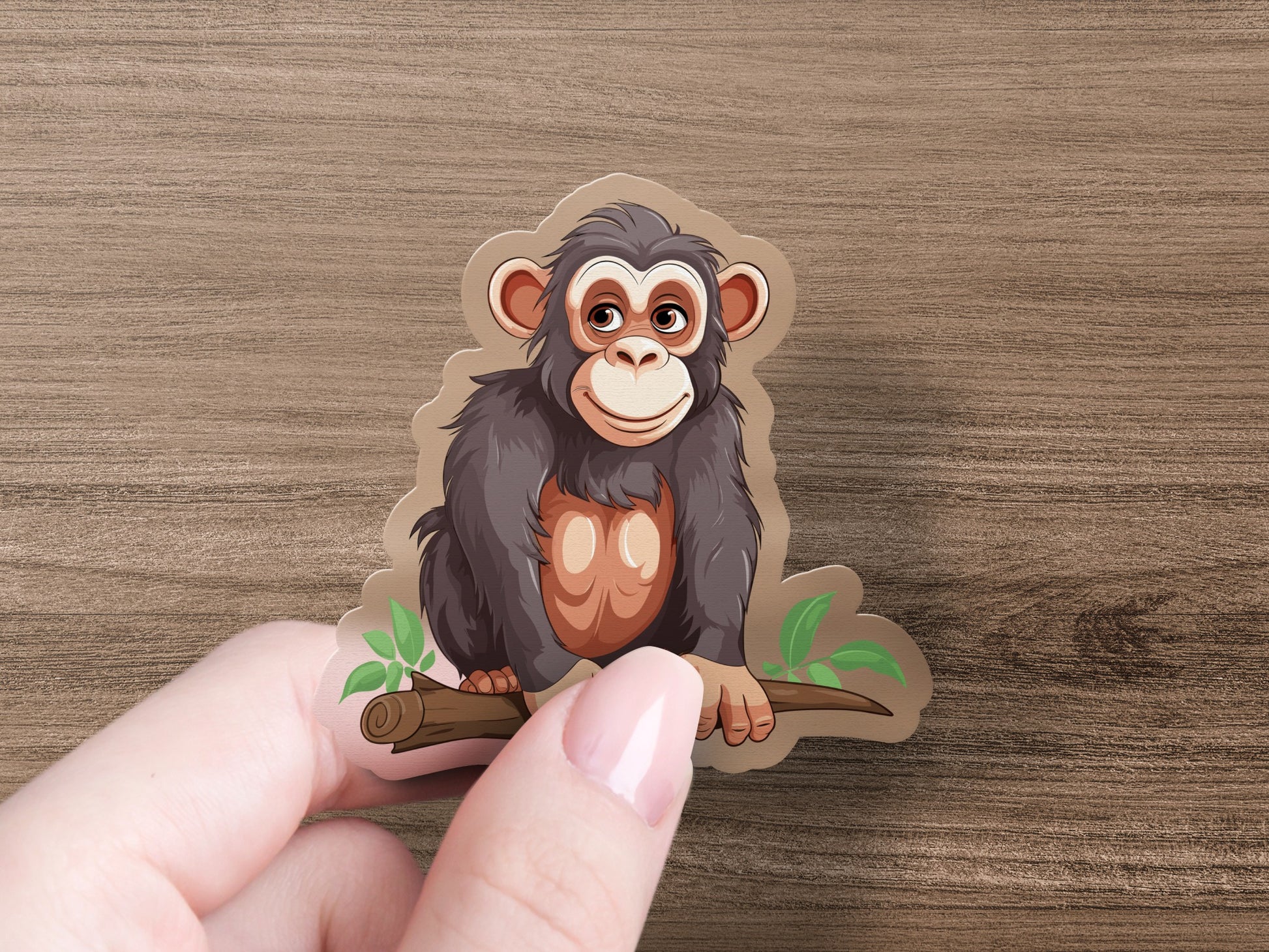 Cute Cartoon Monkey on Branch Sticker product